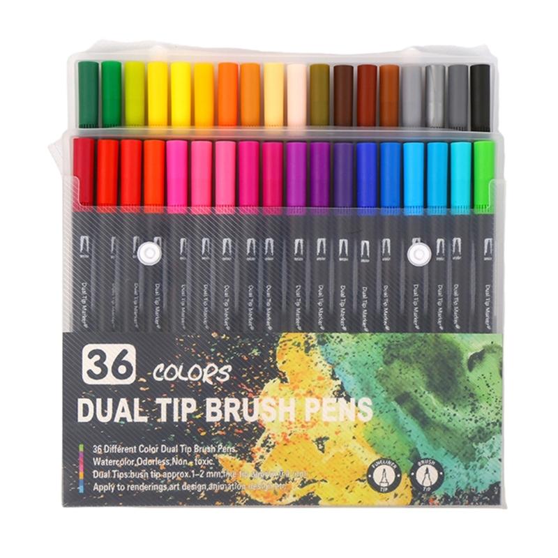 36/48/60/72/100 Colors Felt Tip Pen Brush Marker Pen Watercolor Pen Brush Pen for Kids Adult Coloring Books Note Taking