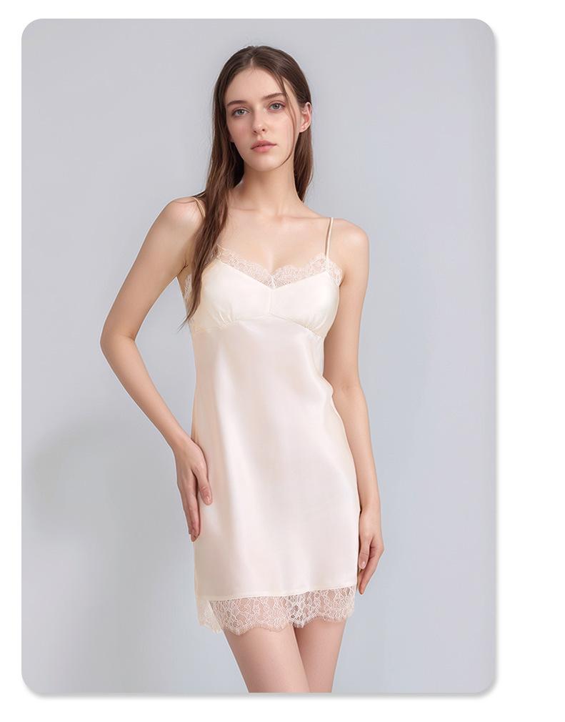 Silk Pajama Dress & Robe Set: 100% Mulberry Silk Two-Piece Camisole Dress with Morning Robe