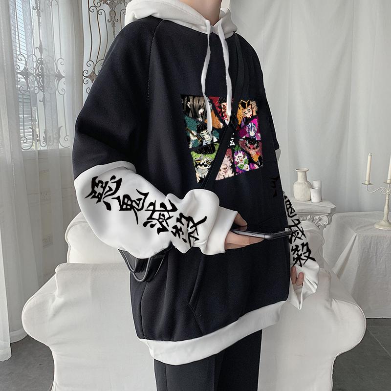 Demon Slayer Japan Anime Harajuku Hoodies Clothes Kawaii Ghost Kokushibou/Douma/Akaza/Hantengu Manga Loose Casual Sweatshirts