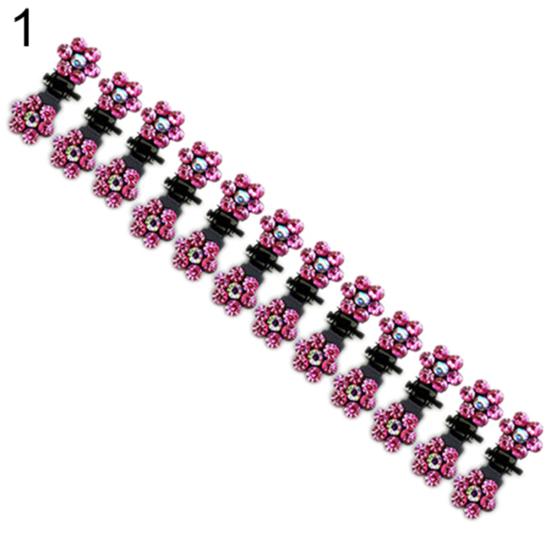 12 Pcs Bride Crystal Flower Mini Hair Claw Clamp Hair Clip Pin Hair Accessory