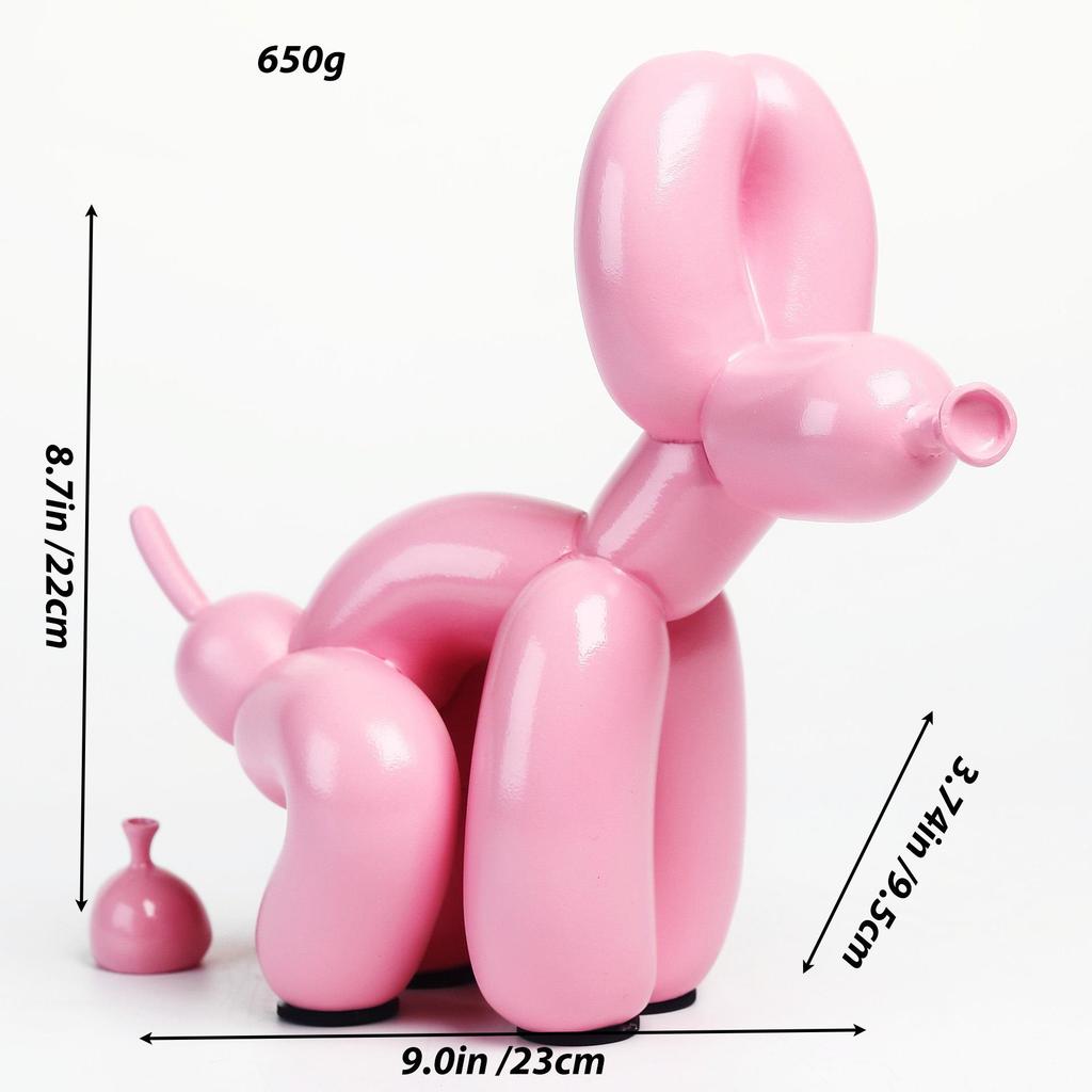 Shiny Balloon Dog Poop Art Statue: Cute Animal Sculpture for Home Decor
