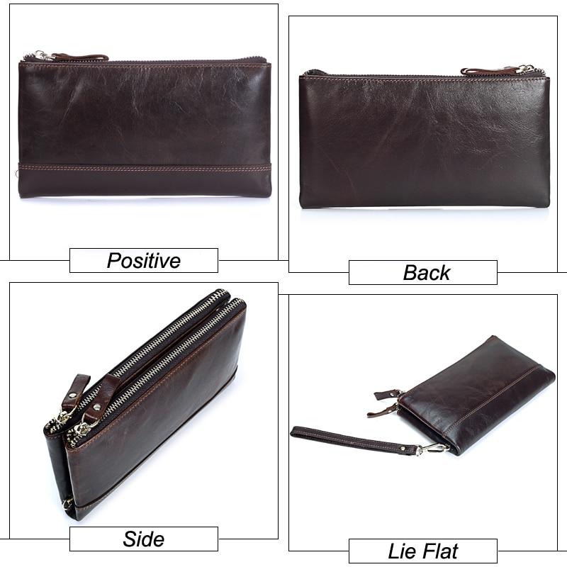 MISFITS Männer Marke Organizer Brieftaschen Aus Echtem Leder Doppel-reißverschluss Handtasche Mann Kuh Leder Lange Geldbörse Multi-funktion Telefon Tasche