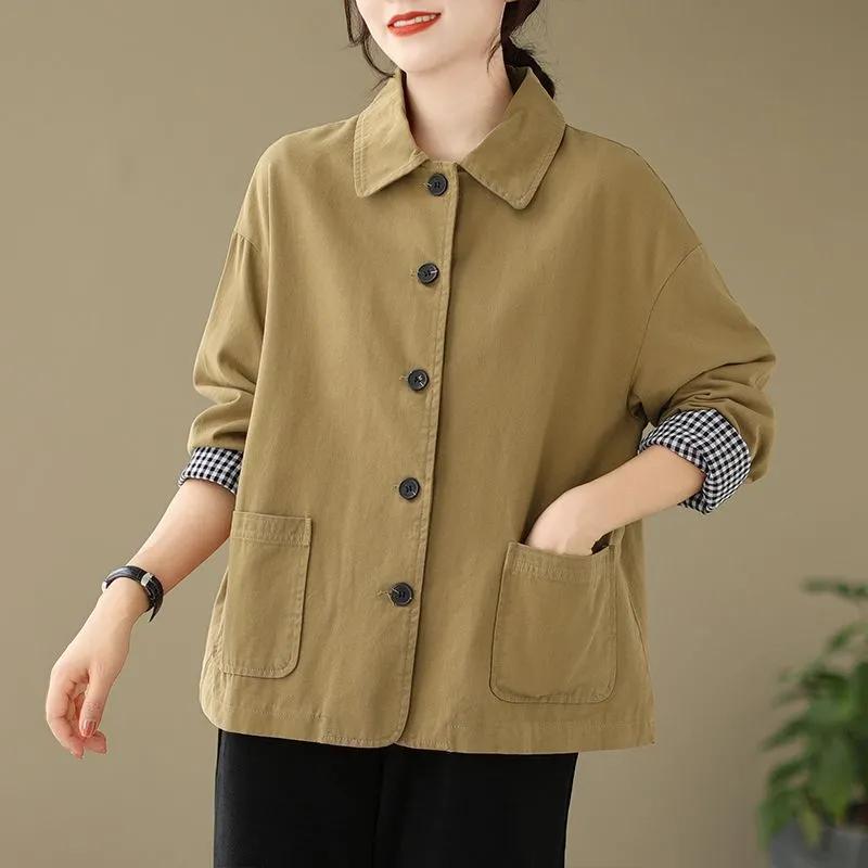 Women's Fashionable Lapel Short Jacket - Spring Casual Loose Slimming Top