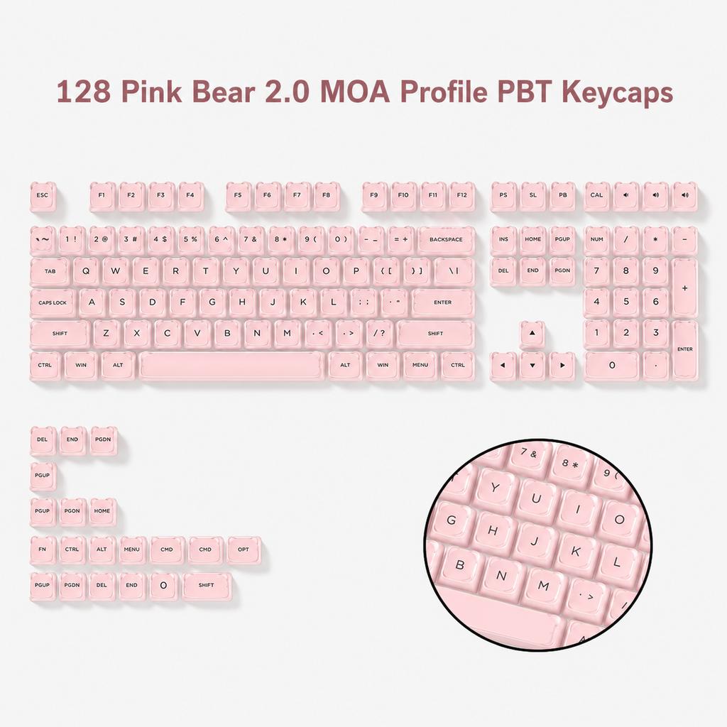 130 Keys Pink Liquid Foundation Keycap HOA Profile PBT Double Shot Keycap For Mx Switch Mechanical Keyboard ISO Enter Key Caps