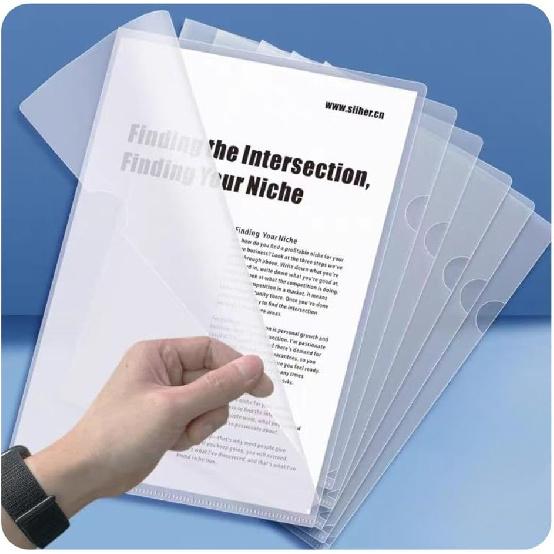 L-Type Plastic Folder Safe Project Pockets Transparent Clear Document Folder 12pcs for A4 paperPlastic Paper Jacket Sleeves In Assorted Project