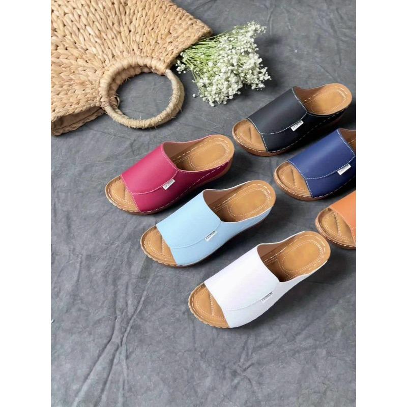 Women's Platform Sandals - Slip-On Ankle Strap Mule Slippers with Thick Platform Heel, Cushioned Insole & TPR Sole - Faux Cover Upper &