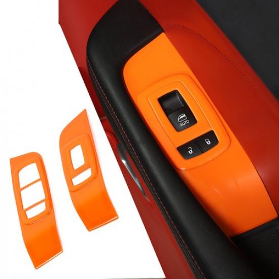 Window Lift Switch Button Panel Trim Cover For Dodge Challenger 2015+ Orange ABS