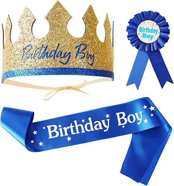 Birthday Sash & Crown Badge for Boyfriend or Husband Celebration - Party Decoration & Photo Props