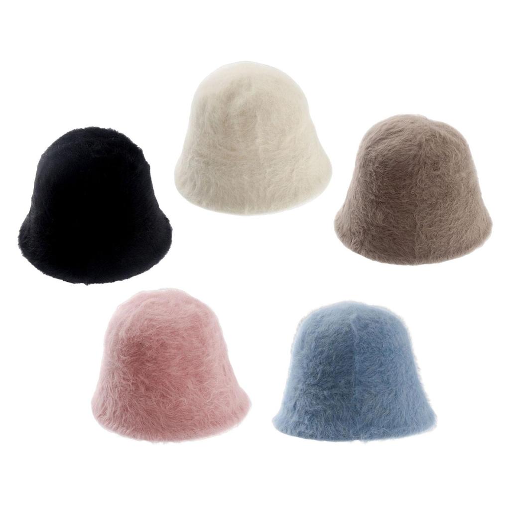Soft Plush Bucket Hat Female Adult Fisherman Cap Beanie Windproof Fashion Womens Winter Fisherman Hat for Cycling Travel Hiking