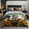 Farm Cow Duvet Cover Three-Piece Sunflower Quilt Cover Cute Cow Bedding Set