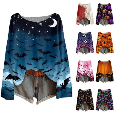 Long Sleeve Shirts For Women Print Graphic Tees Blouses Casual Plus Size Basic Tops Pullover