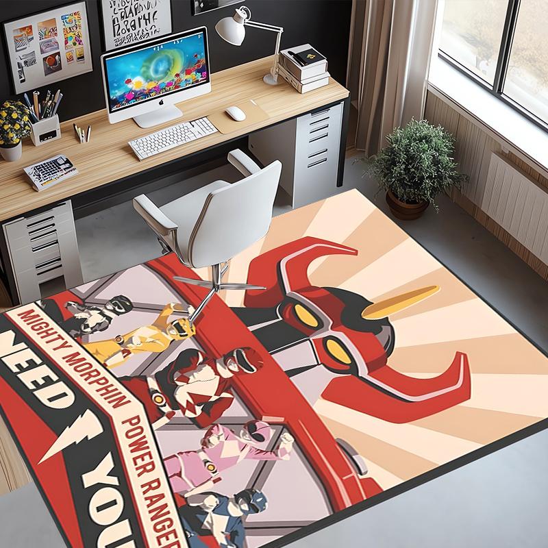 Mighty Morphin Power Rangers Pattern Rug, Indoor/Outdoor Mat, for Picnic, Gameroom, Bedroom, Office, Living Room, Home Decor Carpet, Birthday Gift