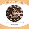 Coffee Cup Wall Clock Hanging Decor 2D Ornament Farmhouse Collection Wooden Quiet for Kitchen