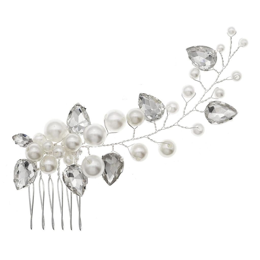 Bridal Jewelry Rhinestone Pearl Hair Comb Retro Wedding Banquet Accessories Handmade Bridal Headdress Hair Comb