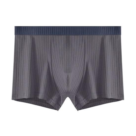 Men Boxer Underwear Elastic Mid-Waist Design U-Convex Shorts Briefs Patchwork Color Ribbed U-Convex Panties