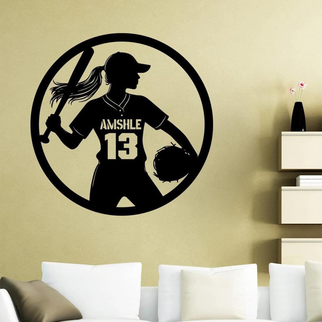 Personalized Baseball Player Wall Decal Custom Name Number Sports Wall Decal Sport Player Jersey Decal Sticker Gifts for Baseball Lover Decor for