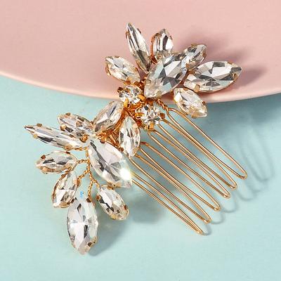 New Bridal Hair Comb High-end Wedding Prom Party Hair Accessories Female Handmade Marquise Rhinestone Six-tooth Comb