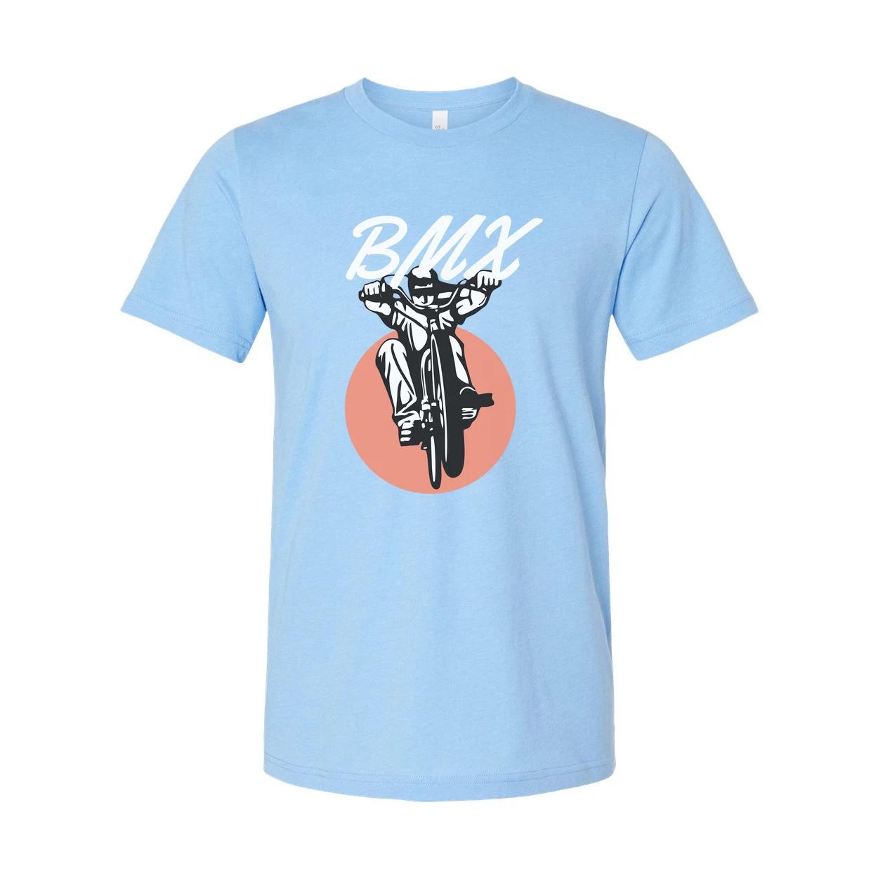 Unisex BMX Bike Graphic T Shirt With Dynamic Rider And Peach Circle Backdrop Ill XL