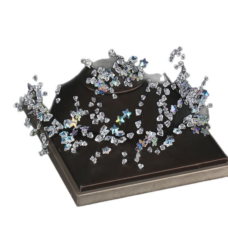 

Хрустальная свадебная повязка на голову в стиле Мори с гипсофилой для свадьбы или вечернего платья