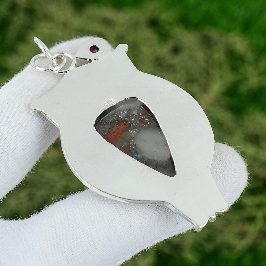 Sisters Day Sale Natural Tabu Jasper Rubillite 925 Sterling Silver Bezel Pendant