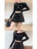 2025 Herbst-Winter Damen Retro Gestreifte Kordelzug Schichtrockhose mit Elastischem Bund