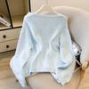 2026 Spring/Autumn Women's V-neck 3D Floral Rhinestone Pullover - Versatile Loose-Fit Long-Sleeve Top