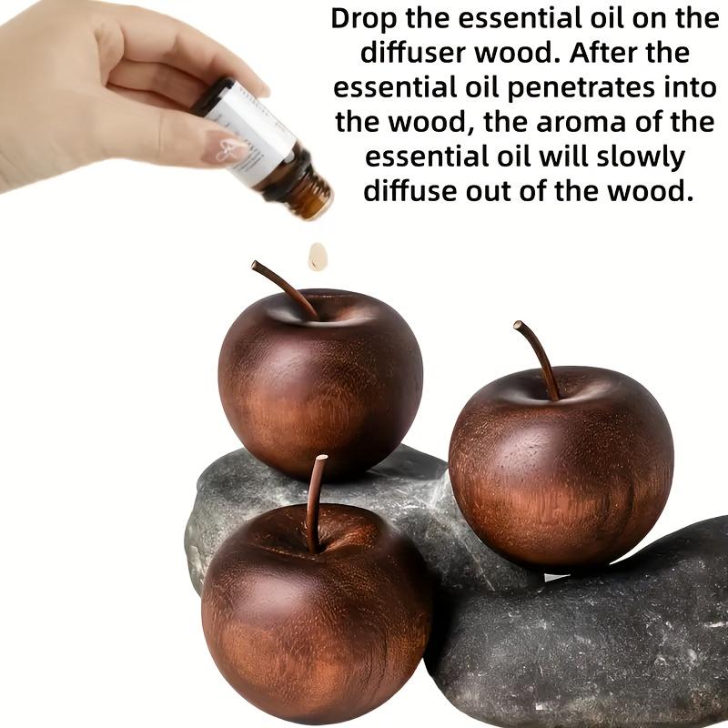 4/6-piece Natural Sapele Wood Apple-shaped Diffuser - Solid Wood Essential Oil Diffuser, Battery-free, Long-lasting Fragrance