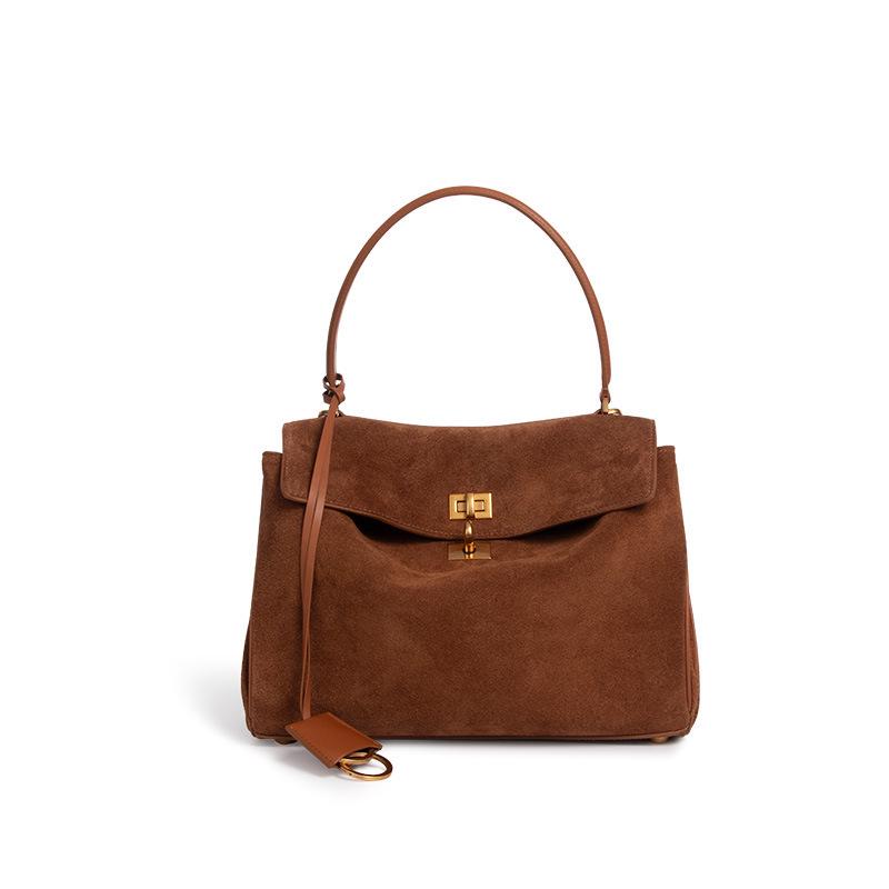 Genuine Leather Crossbody Tote Bag - Large Capacity, Light Luxury Suede Underarm for Women