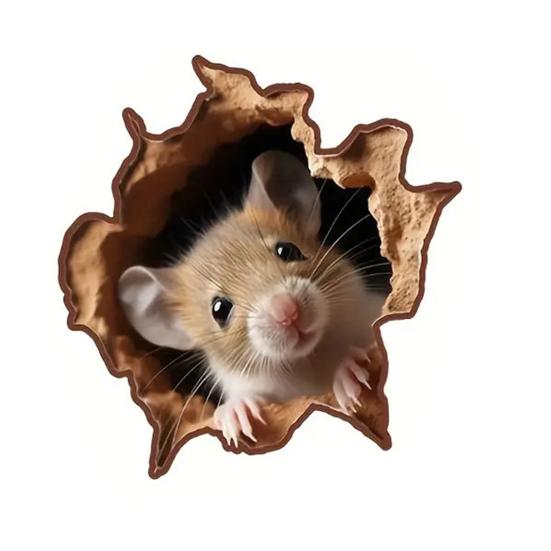 Yousheng 3D Mouse Wall Decal Realistic Rat Hole PVC Sticker with 3D Effect for Laptops Cars Furniture Bedroom Wall Decoration