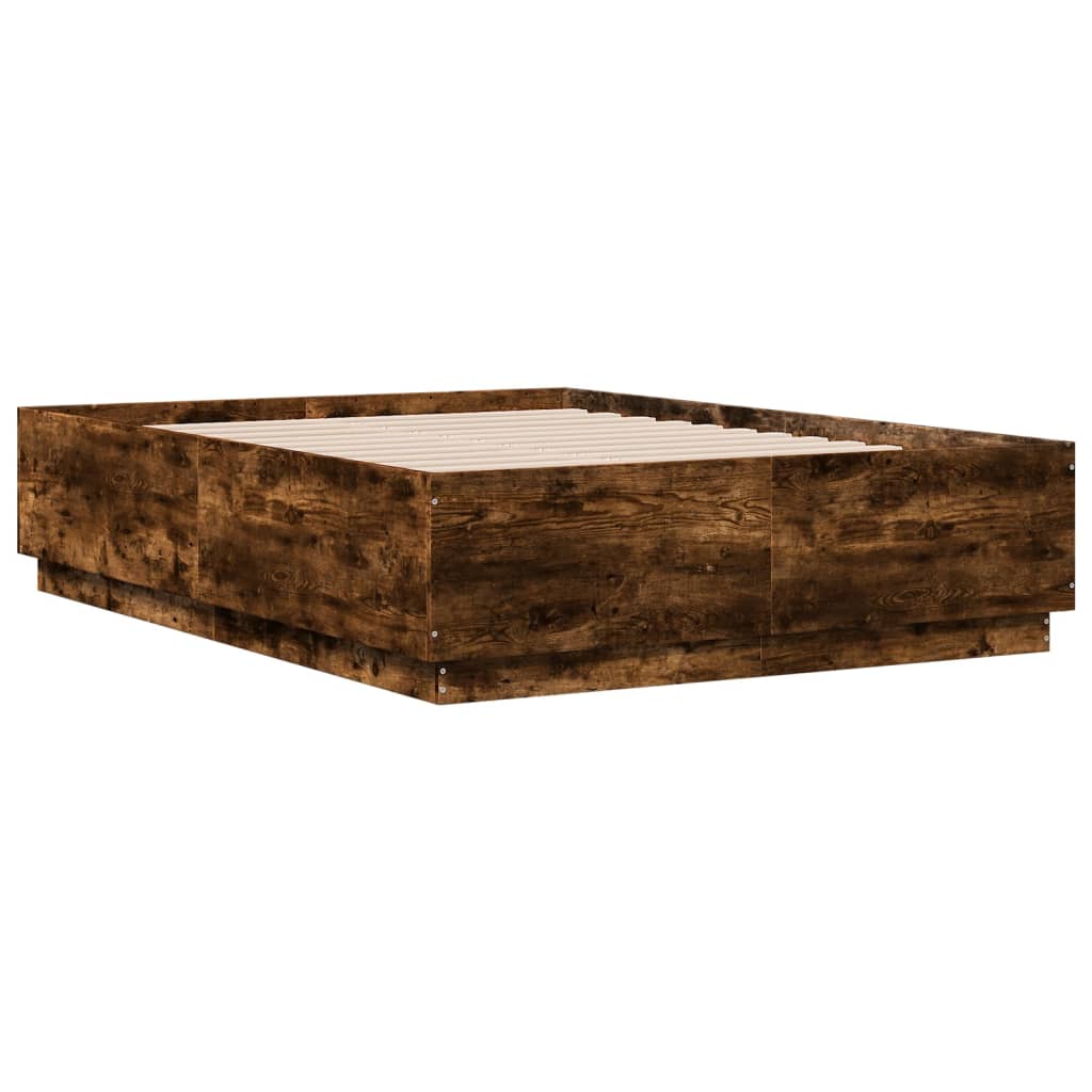 Vidaxl Rama Łóżka Z Led, Przydymiony Dąb, 120X190 Cm