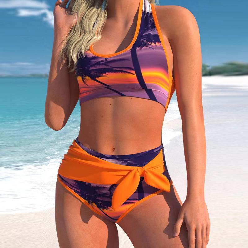 Women's Sexy Casual Resort Style Swimsuit Strap Adjustable Fashion Women's Printed Bikini Swimsuit Set S-6XL