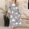 Women's Christmas Printed Fashionable Loose Round-neck Dress