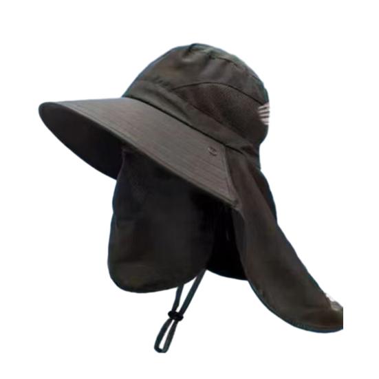 Letní sluneční klobouk s ochranou obličeje, klopou na krk, nastavitelným popruhem na bradu, prodyšný