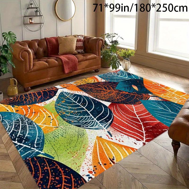 

Colorful Crystal Velvet Leaf Patterned Area Rug for Living Room And Bedroom Home Office, Entryway, And Indoor Decor 50x80cm20x31in