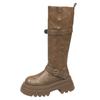 Retro but knee thick-soled boots for women's 2025 new autumn and winter explosions show thin, small and heightened knight boots