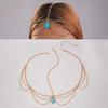New Fashion Bohemia Pearl Turquoise Sequin Tassels Multi-layer Hair Chain for Women Bride Rhinestone Forehead Chain Hair Jewelry