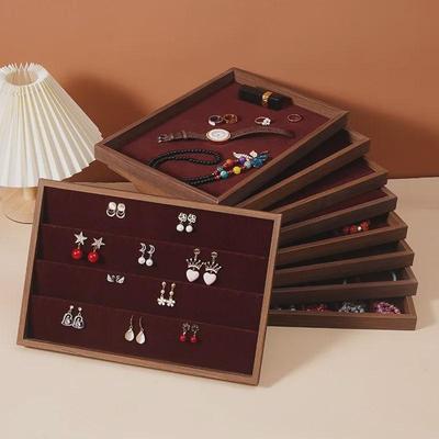 Schmucktablett aus Walnussholz – Aufbewahrung mit Holzmaserung für Ringe, Halsketten, Uhren, Accessoires