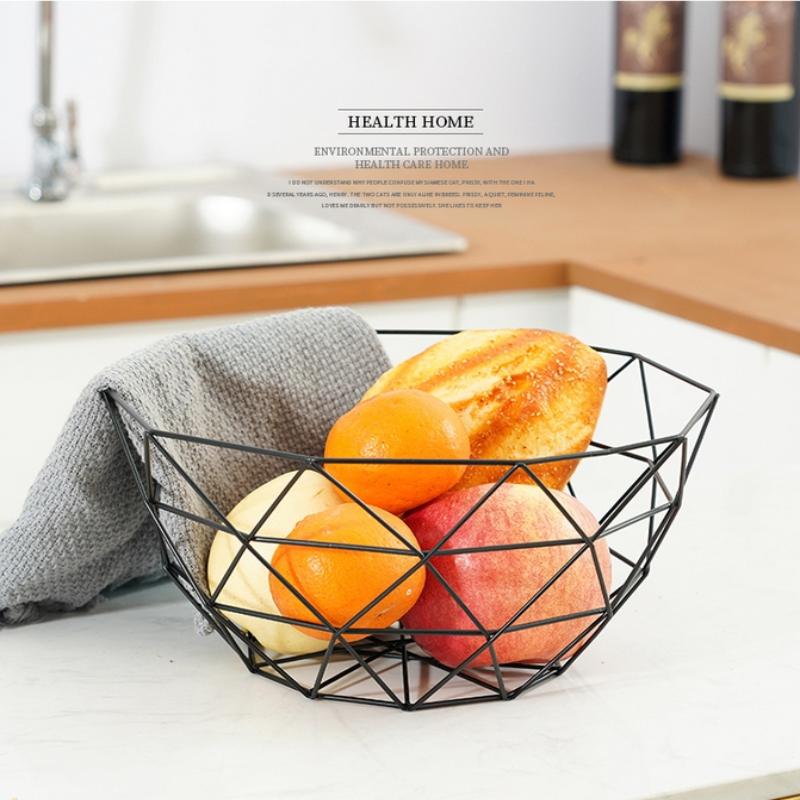 Fruit Bowl Washing Fruit Hollow Drain Basket Iron Fruit Basket Living Room Coffee Table Net Red Fruit Plate Snack Storage Basket