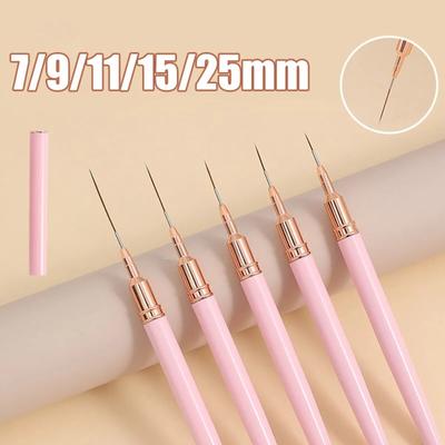Ensemble de pinceaux à ongles, 7/9/11/15/25MM, poignée, stylo pour Nail Art, lignes de dessin, rayures, peinture, fleur, outils de manucure