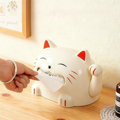 Porta-lenços Gato da Sorte, Caixa de Lenços de Mesa Decorativa Criativa para Casa, Caixa de Armazenamento Doméstica Fofa de Desenho Animado para Sala de Estar