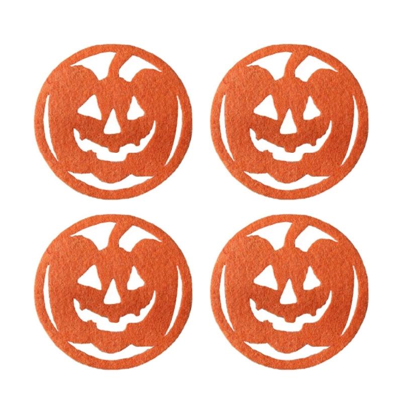4Pack Halloween Placemats Coaster Pumpkins Table Halloween Placemat Drink Mat