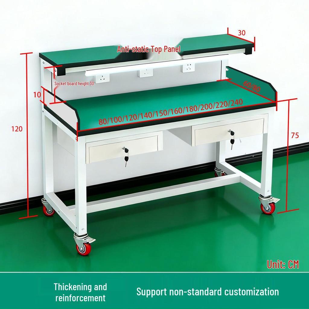Anti-static Double-Layer Workbench with Light for Mobile Phone Repair and Inspection