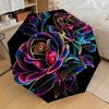 Neon Rainbow Rose Bouquet: Automatic Opening Folding Umbrella with 8-Bone Iron Frame, Perfect for Fans, Travelers, Daily Use, and Festive Gi