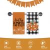 Fall Hello Pumpkin Kitchen Dish Towels Set of 2, Autumn Thanksgiving Buffalo Plaid Drying Hand Towel Baking Cooking Cloth, Polka Dots Seasonal
