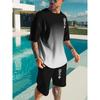 Freizeit Sport Set Atmungsaktives Outdoor Herren T-Shirt Shorts Sommer 3D Gedrucktes Erwachsenen Set