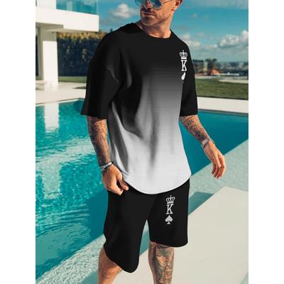 Leisure Sports Set Breathable Outdoor Men's T-shirt Shorts Summer 3D Printed Adult Set