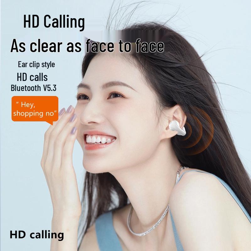 BH18 Low Power AI Dual Ear Clip Ear-Hook Bluetooth 5.3 Earphones with Digital Display