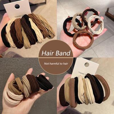 5pcs/Bag Women High Elastic Seamless Hair Rope Durable Girls No Crease Ponytail Holder Rubber Band Hair Accessories