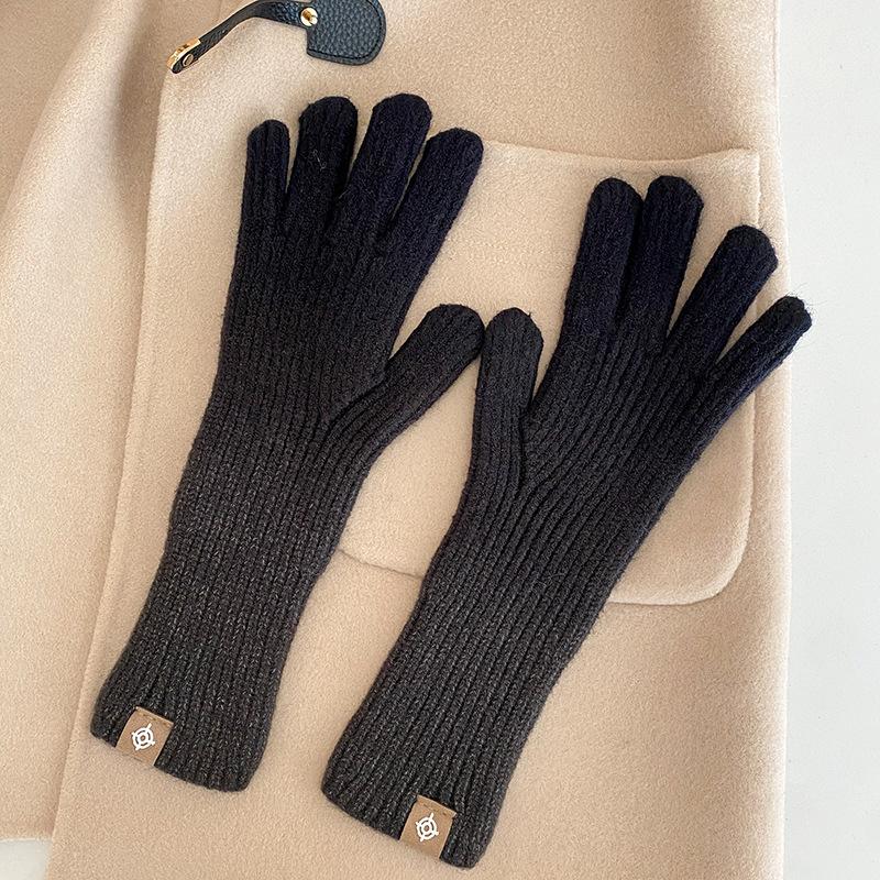 2022 New Knitted Gloves Women Sub-finger Leakage Finger Touch Screen  Wind Winter Warm Ski  Full Finger Gloves Gloves