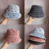 Bucket Summer Sunshade Hat Cotton Denim Material And Embroidered Cartoon Women